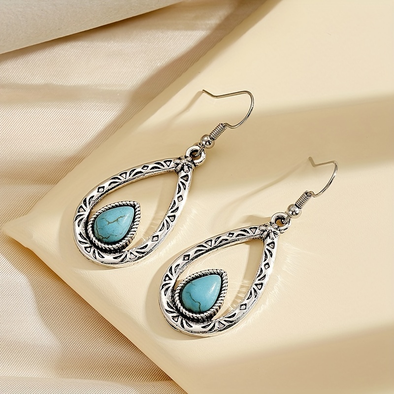 Vintage Inspired Turquoise Water Drop Earrings